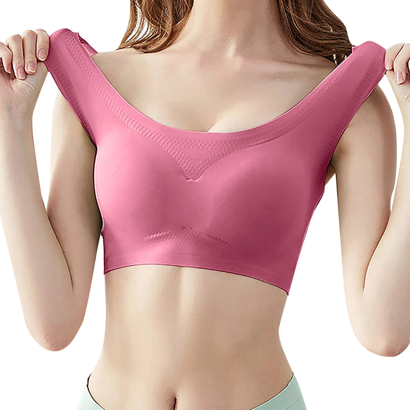 

Women Ultra Thin Ice Silk Bra Comfortable Plus Size Seamless Wireless Sports Bra Gathring Shockproof Running Traceless Underwear