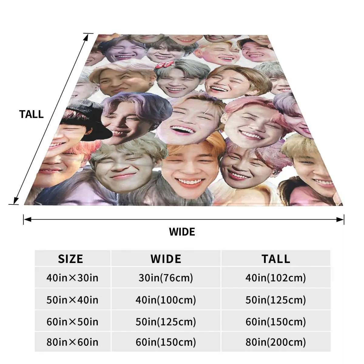 Smiling Jimin Blanket Soft Warm Flannel Throw Blanket Plush for Bed Living room Picnic Travel Home Sofa