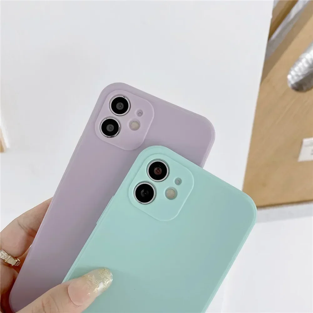 

For P40 Lite Case Soild Color Square Silicone Phone Case For Huawei P30 Lite P20 P50 Pro Mate 10 20 30 Soft Silicon Bumper Cover