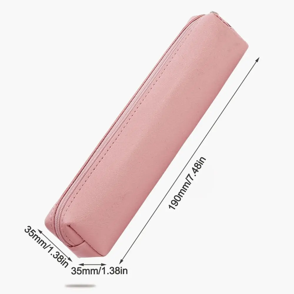 New PU Leather Pen Bag Water Dirt-Proof Large Capacity Pencil Case Simple Stationery Box