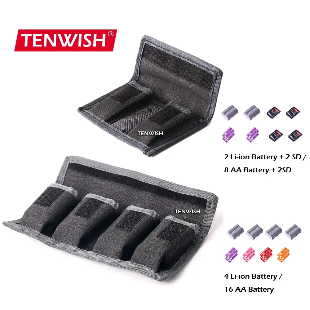 TENWISH ليثيوم بطارية تخزين الحقيبة لكانون LP-E6 LP-E8 سوني NP-FW50 EN-EL14 EN-EL15 4 جيوب صامدة للماء النايلون حقيبة