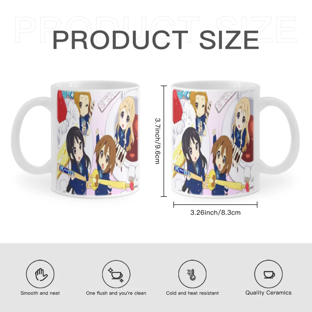 New K-ON Anime 11 oz Ceramics Home Office Drinkware Tea Water Cup Novelty Gift Custom Mug Funny Coffee Hot Cocoa Mug images - 6