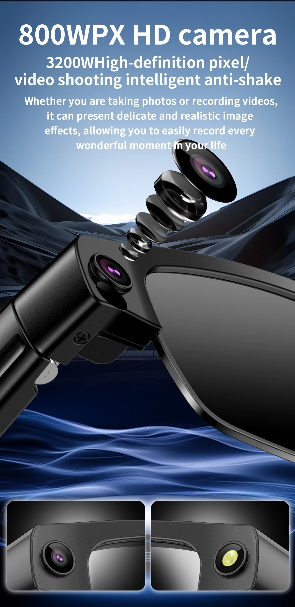 Smart AI Glasses Recording Videos Ai Photo Recognition Answer Translation Large Battery  Bluetooth Call Glasses For Men Women