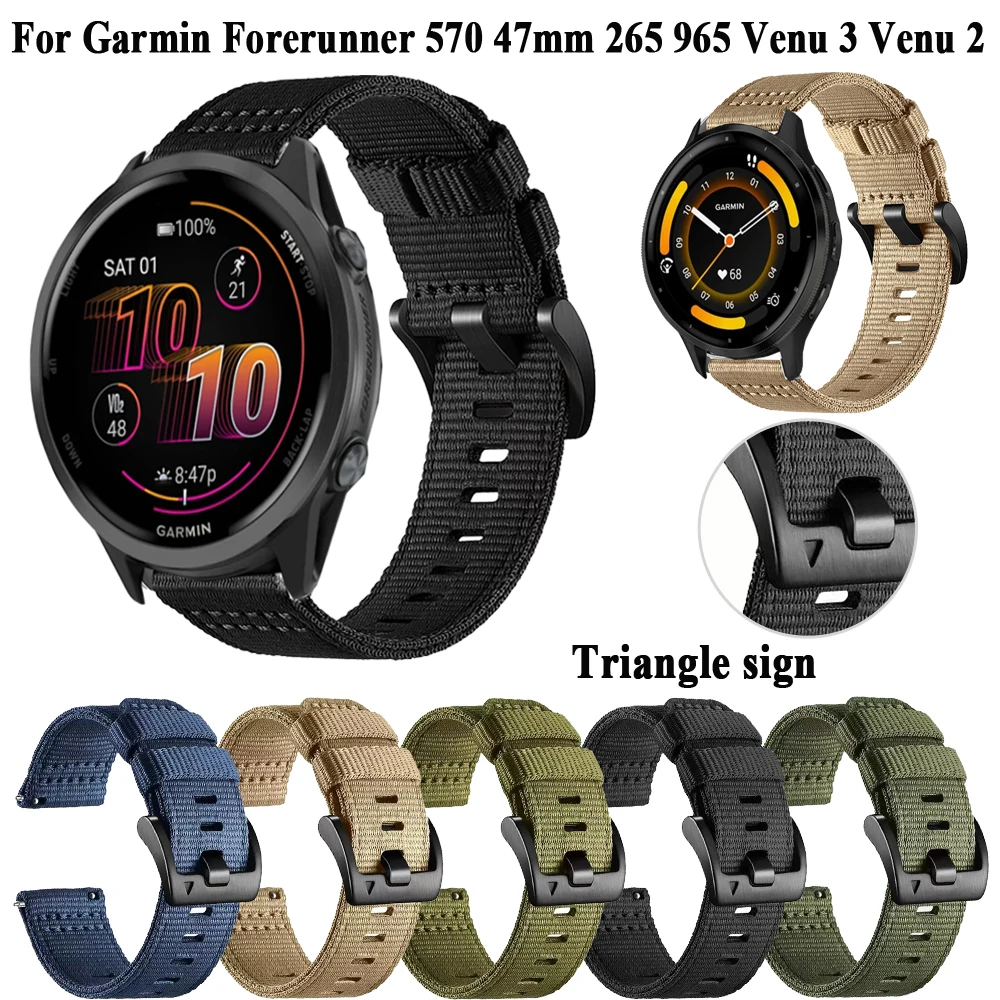 

Сменный ремешок для часов 22 мм для Garmin Forerunner 570 47 мм 265 965 255, браслет-ремешок для Garmin Venu 3/2 Sport Canvas Wristband