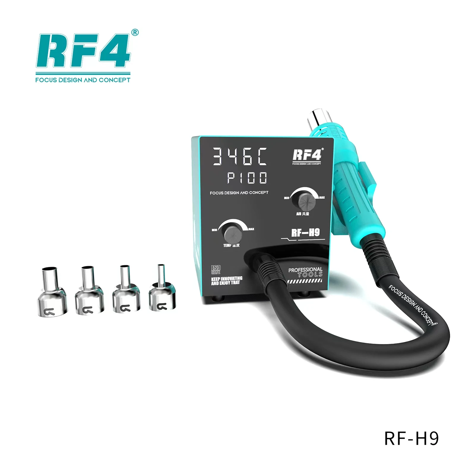 RF4 RF-H9 Intelligent Hot Air Gun Digital High Power BGA Rework Heating Station With 4 Welding Nozzles Soldering Repair Tools