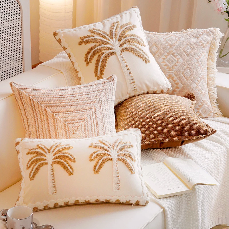 30X50/45X45CM Coconut Pattern Throw Pillow Cover Stripes Antique Stamping Waist Cushion Cover Decor Home Decorative Pillowcase
