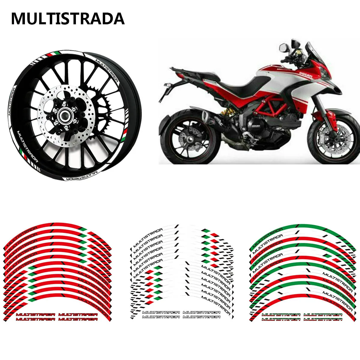 

High quality motorcycle wheel decals waterproof Reflective stickers rim stripes For DUCATI MULTISTRADA 1260 1200 1200 s