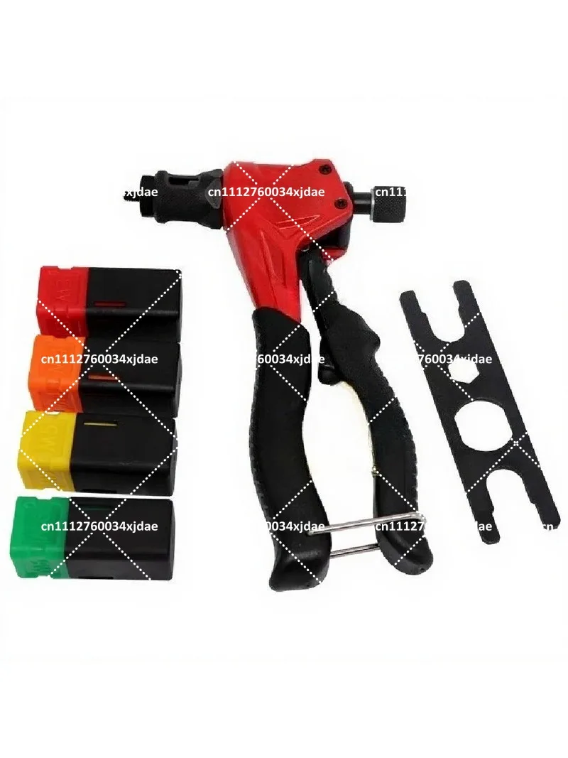 Heavy Duty Hand Rivet Nut Kit with 4 Mandrels M3 M4 M5 M6, Metric Nose Pieces, Easy Grip Riveting Tool for Threaded Inserts
