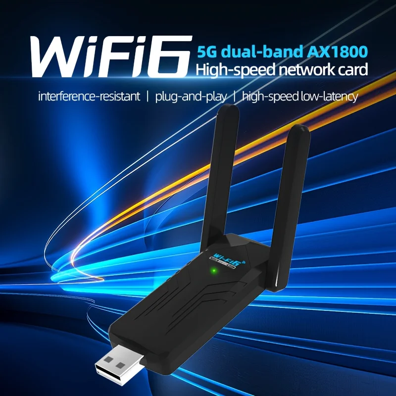 

Wireless USB WiFi Adapter for PC - 1800Mbps Dual 5Dbi Antenna 5G/2.4G WiFi Adapter, suitable for desktop PCs and laptops running Windows 11/10/8/7, desktop computer network adapter wireless adapter.