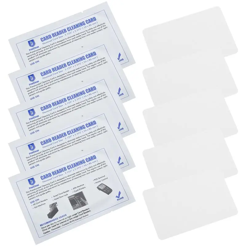 Limpiador de lector Pos de tarjetas de limpieza Terminal, herramienta de crédito para impresora, herramientas de doble cara de Pvc, lector de tarjetas reutilizable, 10 Uds.