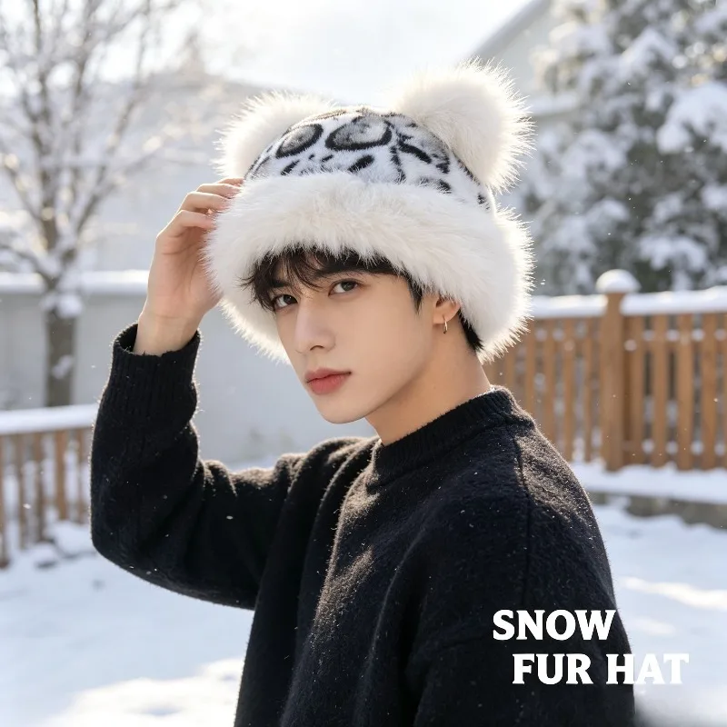 novo-chapeu-de-inverno-estilo-mongol-com-pelucia-grossa-e-quente-estampa-retro-de-leopardo-e-orelhas-de-urso-acessorio-termico-macio-para-a-cabeca