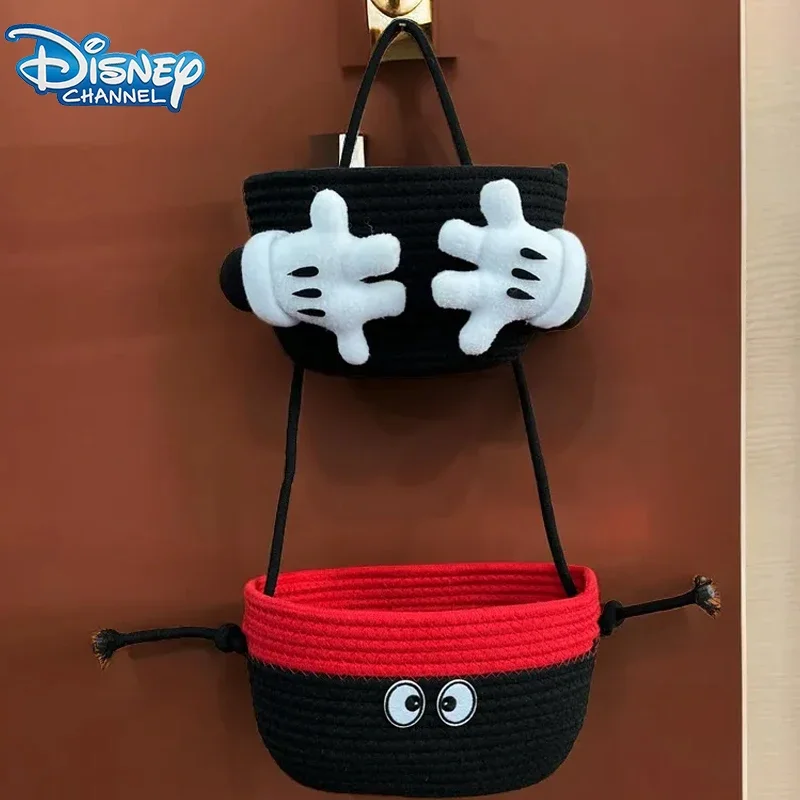 Disney Mickey Mouse Palm Double Layer Storage Basket Cute 3D Wall Hanging Basket Cartoon Braid Storage Box Party Gift