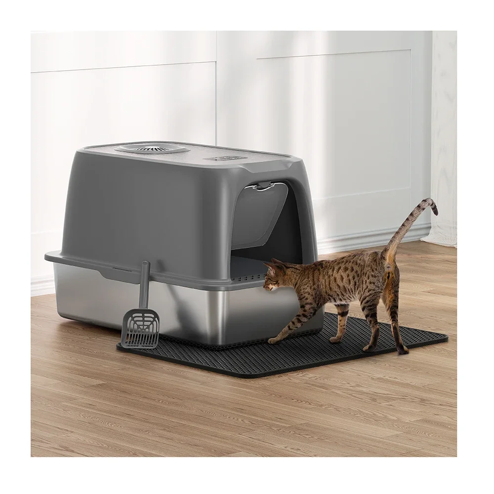 

2024 New Stainless Steel Dumpster Closed Large Cat Toilet Deodorizing Cat Litter Box