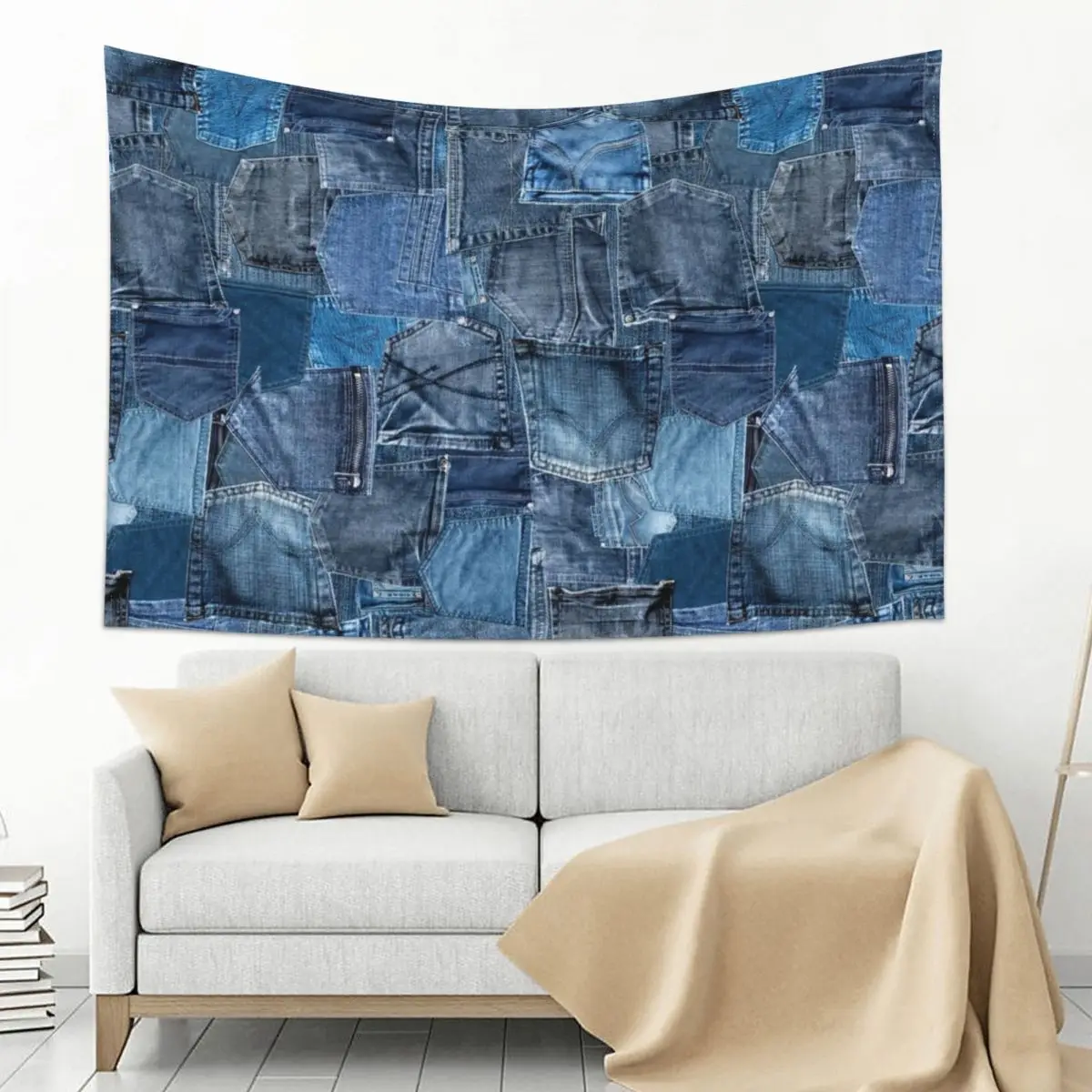 

Blue Denim Jeans Pocket Patchwork Tapestry