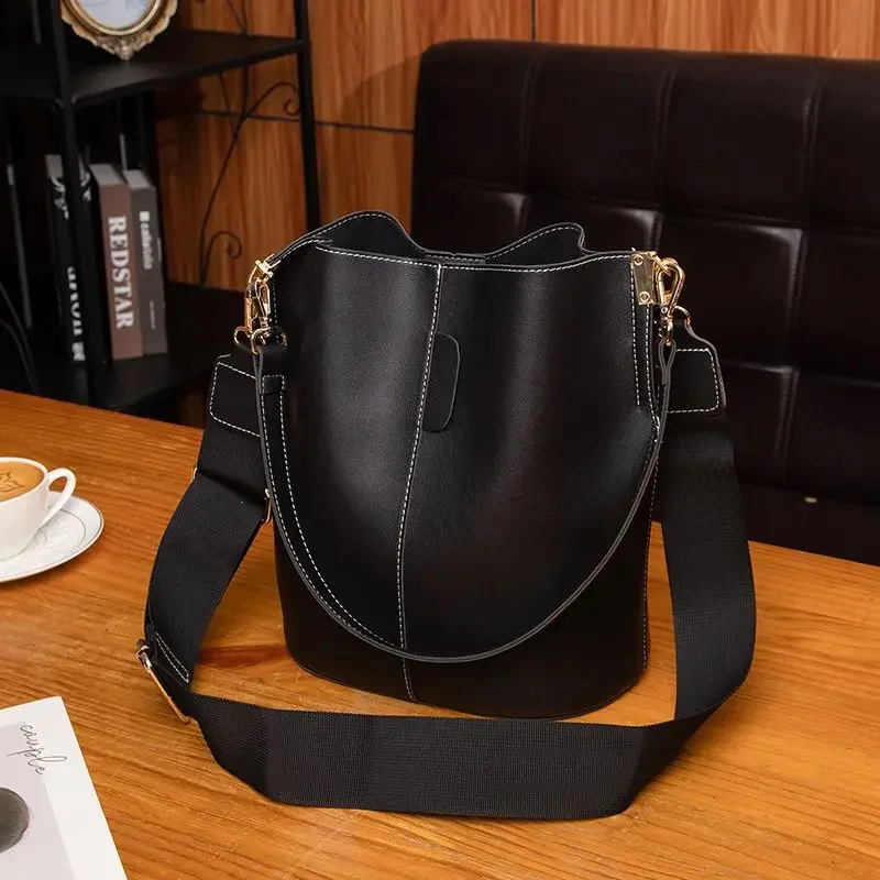 

Сумка-ведро большой емкости, новая корейская версия, модная холщовая широкая сумка на плечо 100, женская сумка через плечо на одно плечо