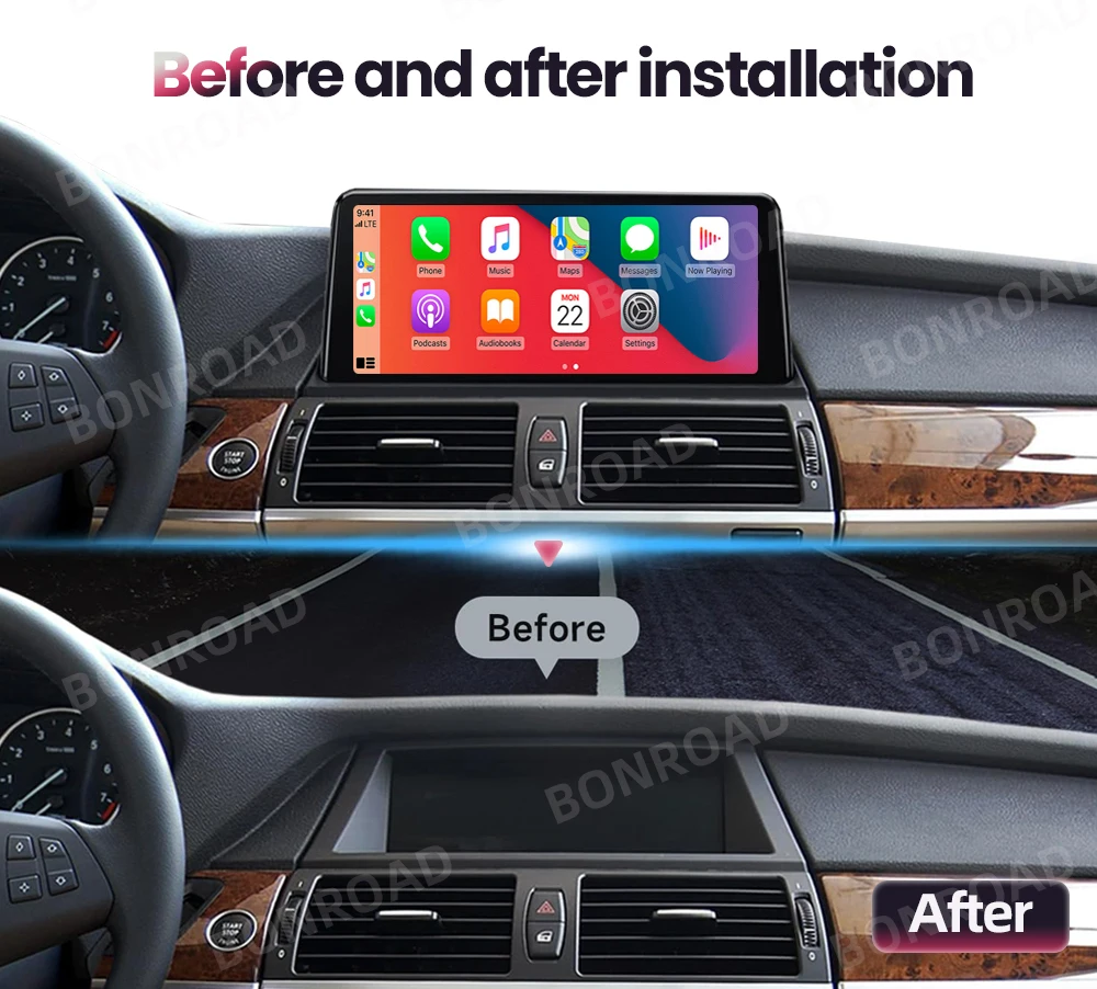 BONROAD راديو السيارة اللاسلكي Carplay أندرويد السيارات لسيارات BMW X5 E70 X6 E71 CCC CIC بلوتوث مرآة ربط الملاحة GPS شاشة تعمل باللمس #4
