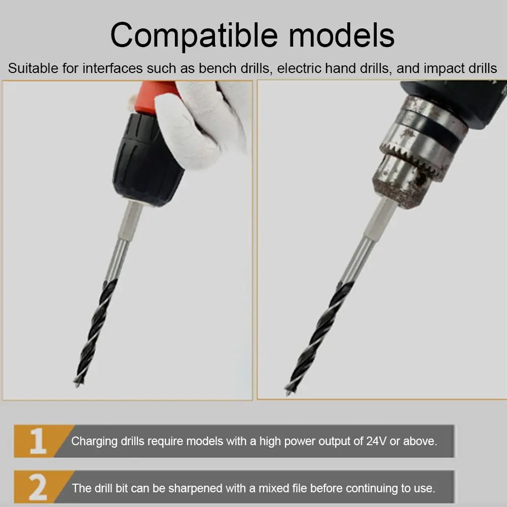 High Efficiency Power Tool Drill Bits Hex Handle Three Pointed Hole Opener High Carbon Steel Drilling Tools Woodworking Tool