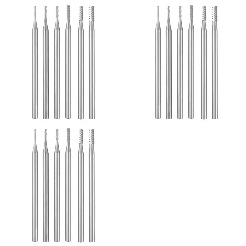 AT05-18Pcs Cylinder Shape Jewelry Burr - 3/32Inch Shank Cylindrical Cross-Cut Burs Lapidary Setting Tools