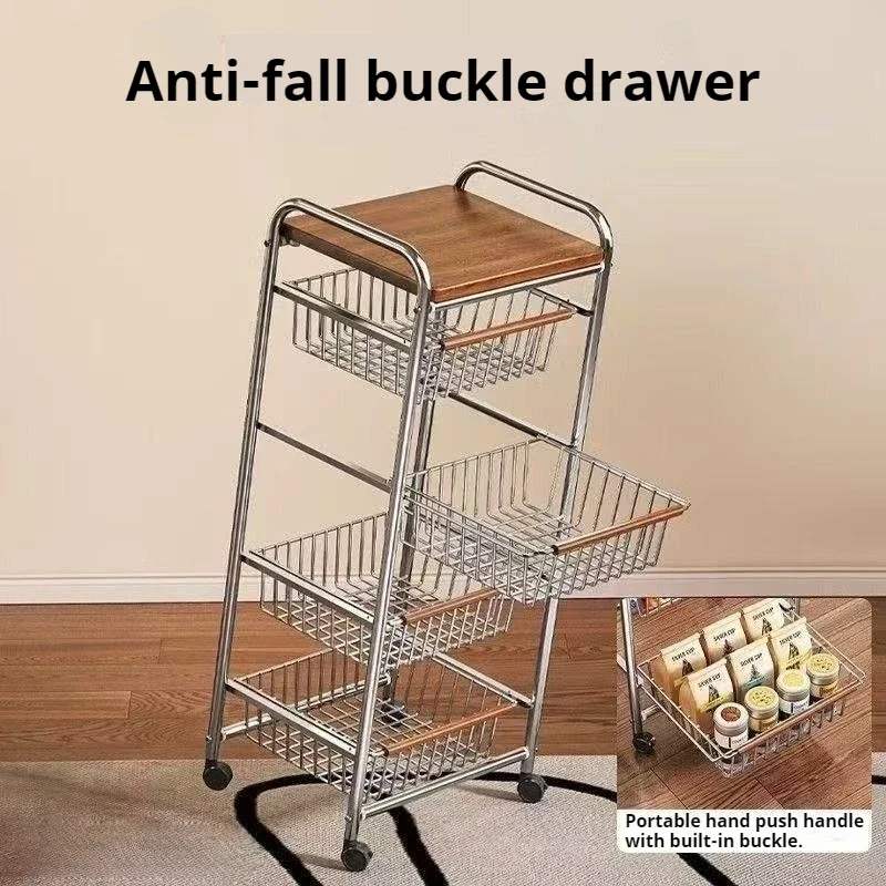 Cart Wheeled Storage Rack Multi-functional Rolling Organizing Rack Kitchen Metal Storage Racks with Wheels Home Accessories