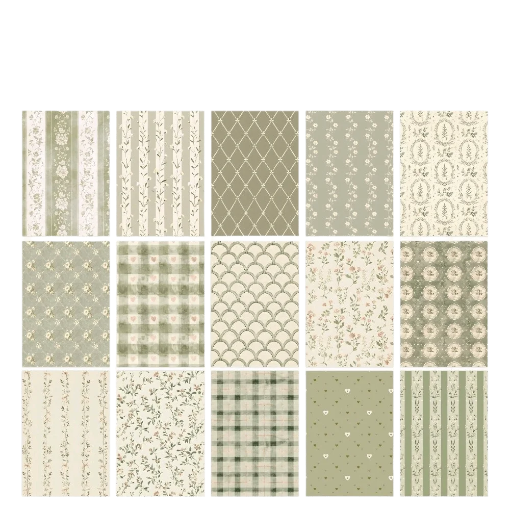 30 Sheets Vintage Floral Scrapbook Paper Retro Ditsy Pattern Plaid Collage Material Premium lightweight Craft Paper Card Making