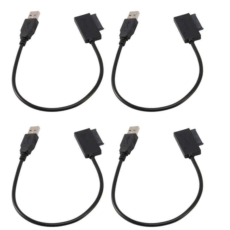 4X USB 2.0 To Mini Sata II 7+6 13Pin Adapter Converter Cable For Laptop CD/DVD ROM Slimline Drive