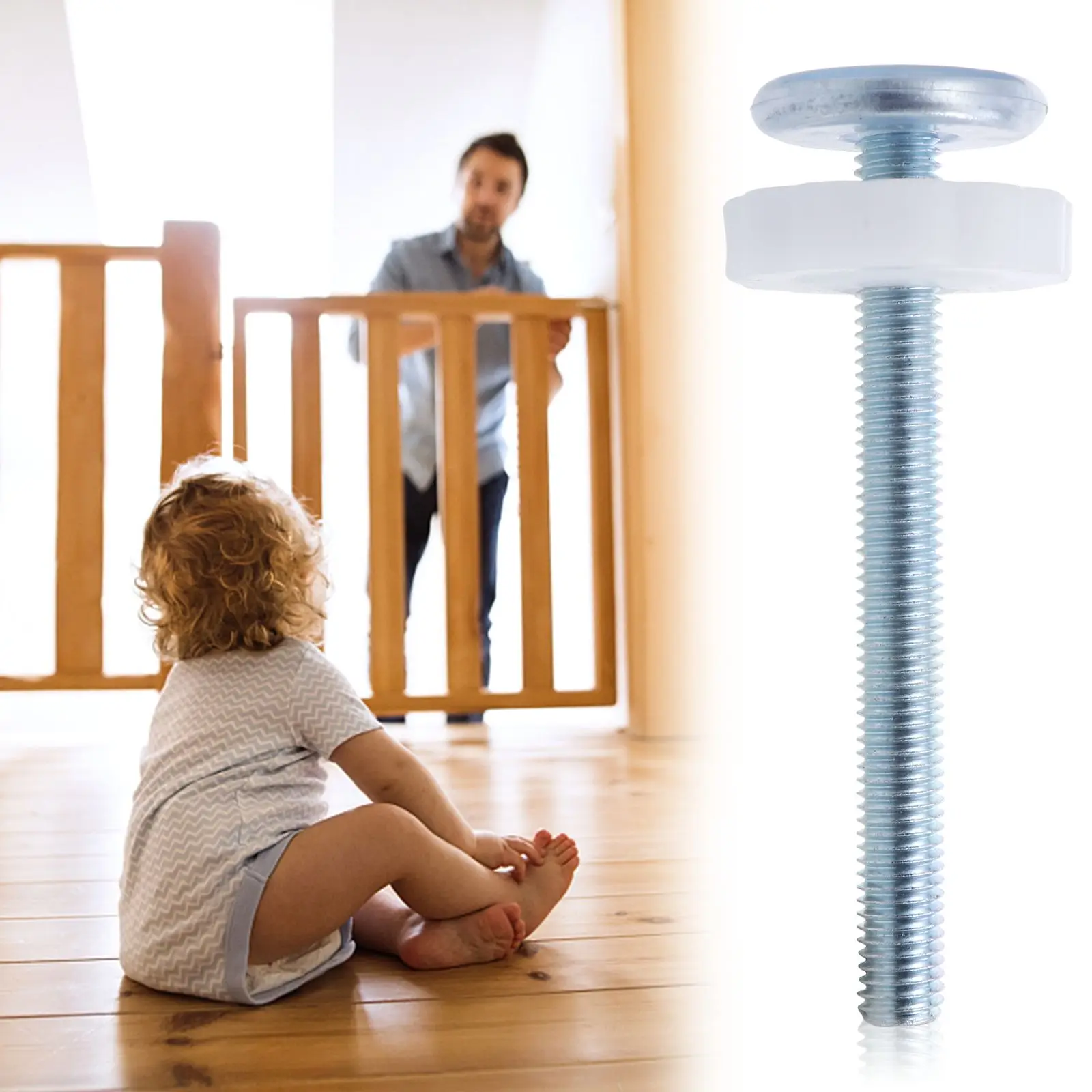 

4 pcs Pressure Mounted Baby Threaded Spindle Rods Screws Bolts For Stair Safety Gate Hardware Durable Metal Pet Dog Gate