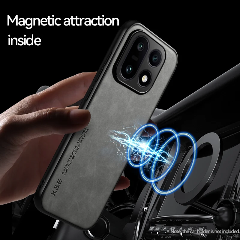 Para oneplus 15 caso à prova de choque luxo textura de couro capa de sensação de seda com fixação magnética dentro para um plus 15