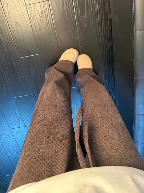 

Brown Wheat Spike Knitted Men's Sweatpants Spring Autumn American Retro Drape Wide Leg Pants High End Sport Casual Trousers