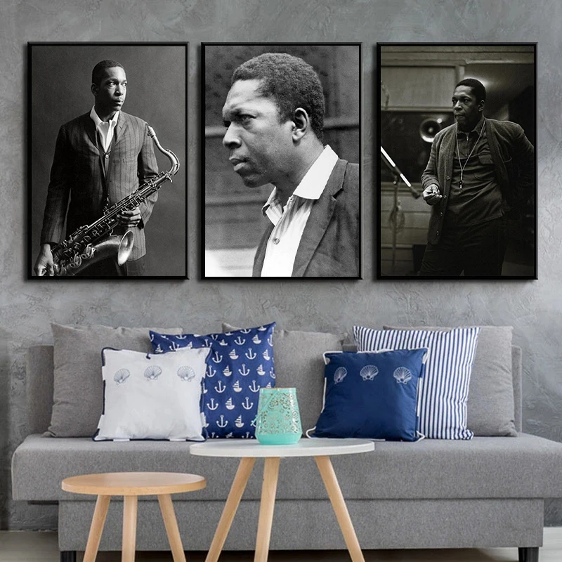 John Coltrane New York Saxophone Jazz Musician Portrait Posters Print Canvas Painting Wall Art Pictures Living Room Home Decor