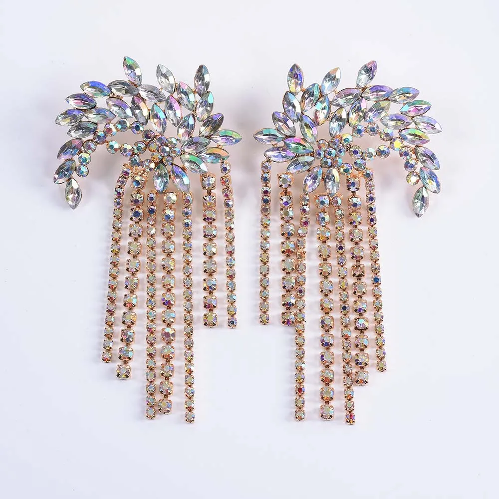 New foreign trade hot-selling earrings, bohemian alloy full diamond tassel earrings, cross-border accessories