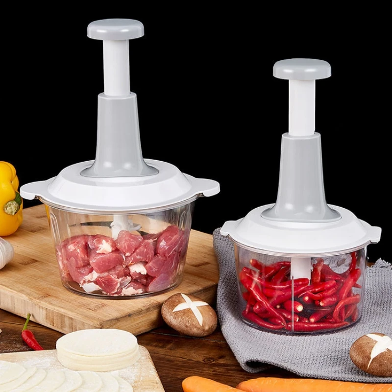 

1PCS Multifunctional Food Processor-Manual Meat Grinder Vegetable Garlic Chilli Chopper Slicer Rotary Dicer Fruit Kitchen Tool