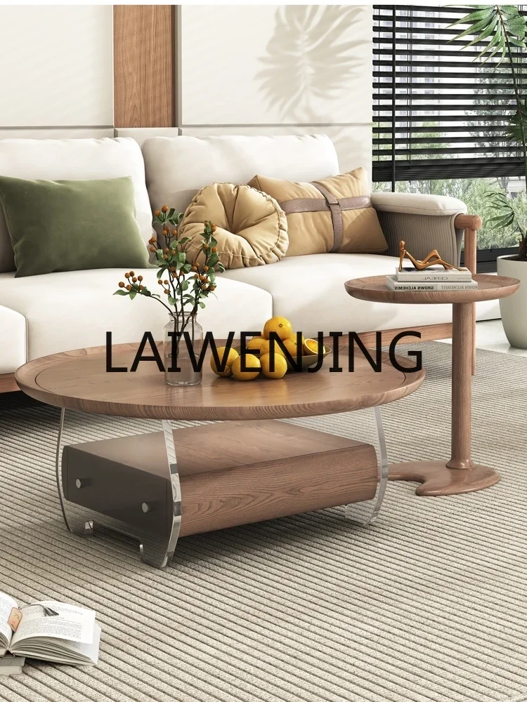 Coffee Table Living Room Home Acrylic French Retro round Small Apartment Cream Style Coffee Table