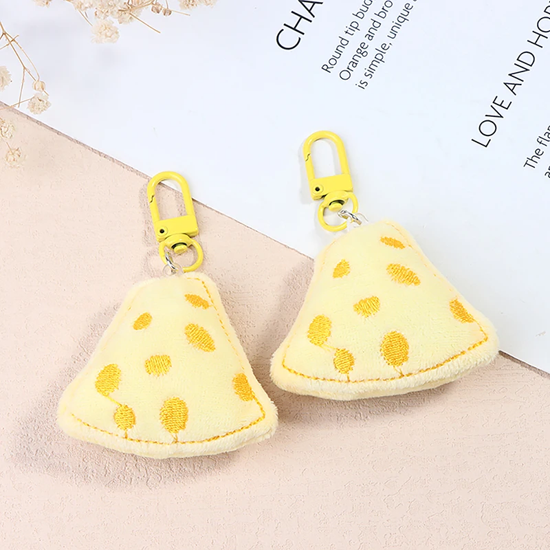 Lindo Amarelo Queijo Plush Chaveiro, Chaveiro boneca recheada, titular da chave do carro, saco de escola pingente, mochila pendurada decoração