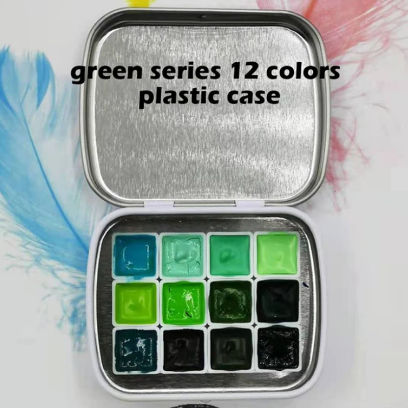 Portable Mini Set 12 Colors Paul Rubens Watercolor Pigment Suit,Skin Color, Candy Color, Basic Color with 0.3ml Iron Case