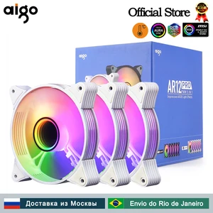 AIGO AR12PRO White 120mm RGB Lüfter 4Pin PWM Cooling Lüfter 3Pin5V Unbegrenzt Space Argb 12cm Fan PC Gamer Computer Case Fan 8 Hauptverkaufsschrankmaschine mit 3 Fans - №8