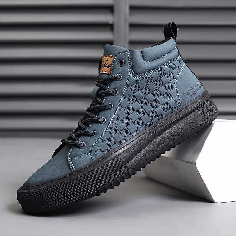 

New High-Top Lace-Up Men's Shoes, Bubuk Fashionable Casual Sneakers, Versatile Men's Shoes, Men's Casual Sneakers, Everyday Casual Work Shoes, Outdoor Walking Shoes, Lace-Up Casual Men's Shoes