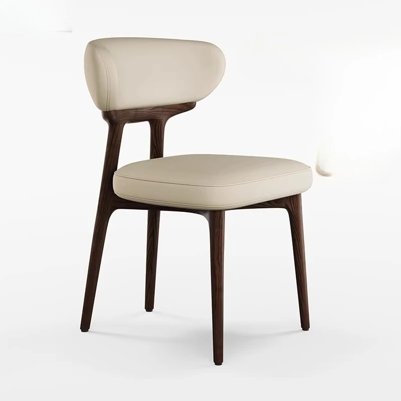 Modern Minimalist Black Dining Chair High-End Light Luxury Kitchen Stool Solid Wood Home Furniture Comfortable Living Room Chair