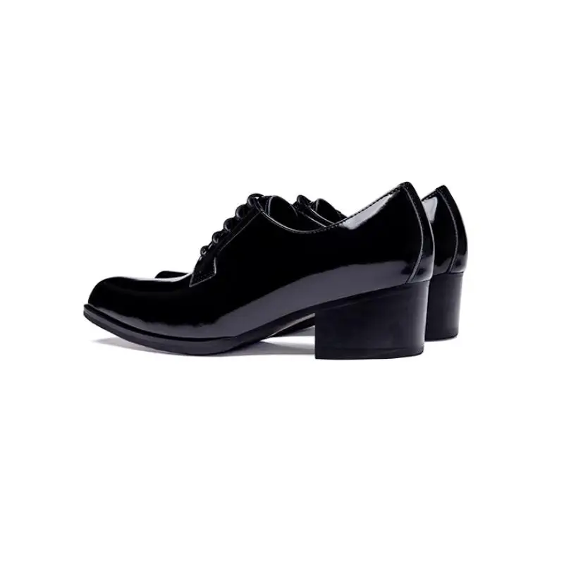 Black Luxury Patent Leather Height Increase Wedding Shoes Men Sqare Toe Dress Shoes Mens High Heels Business Office Work Shoes