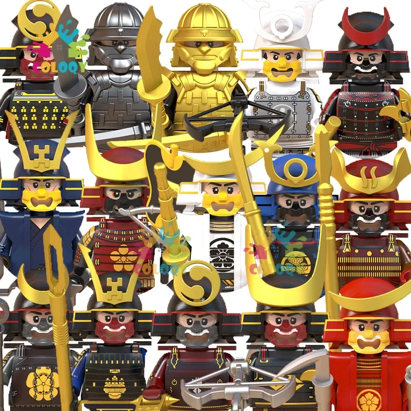 Kids Toys Samurai Building Blocks Soldiers Mini Action Figures Helmet Armor Archery weapons Toys For Kids Christmas Gifts