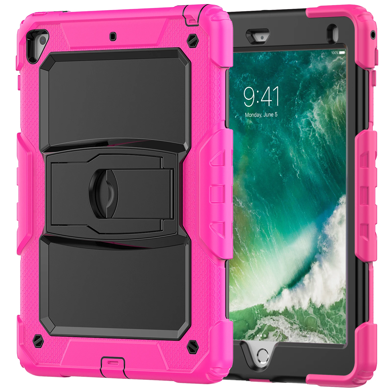 

Heavy Duty Rugged Case For iPad 10.9 2022 10.2 7th 8th 9th Generation Silicone Stand 3-Layer Cover For iPad 6 7 5th 6th 9.7 inch
