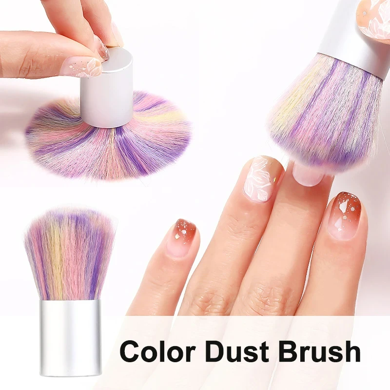 Brosse de nettoyage des ongles, brosse colorée avec strass, manche en métal, brosse de nettoyage douce pour poudre de poussière, outil de manucure et de pédicure