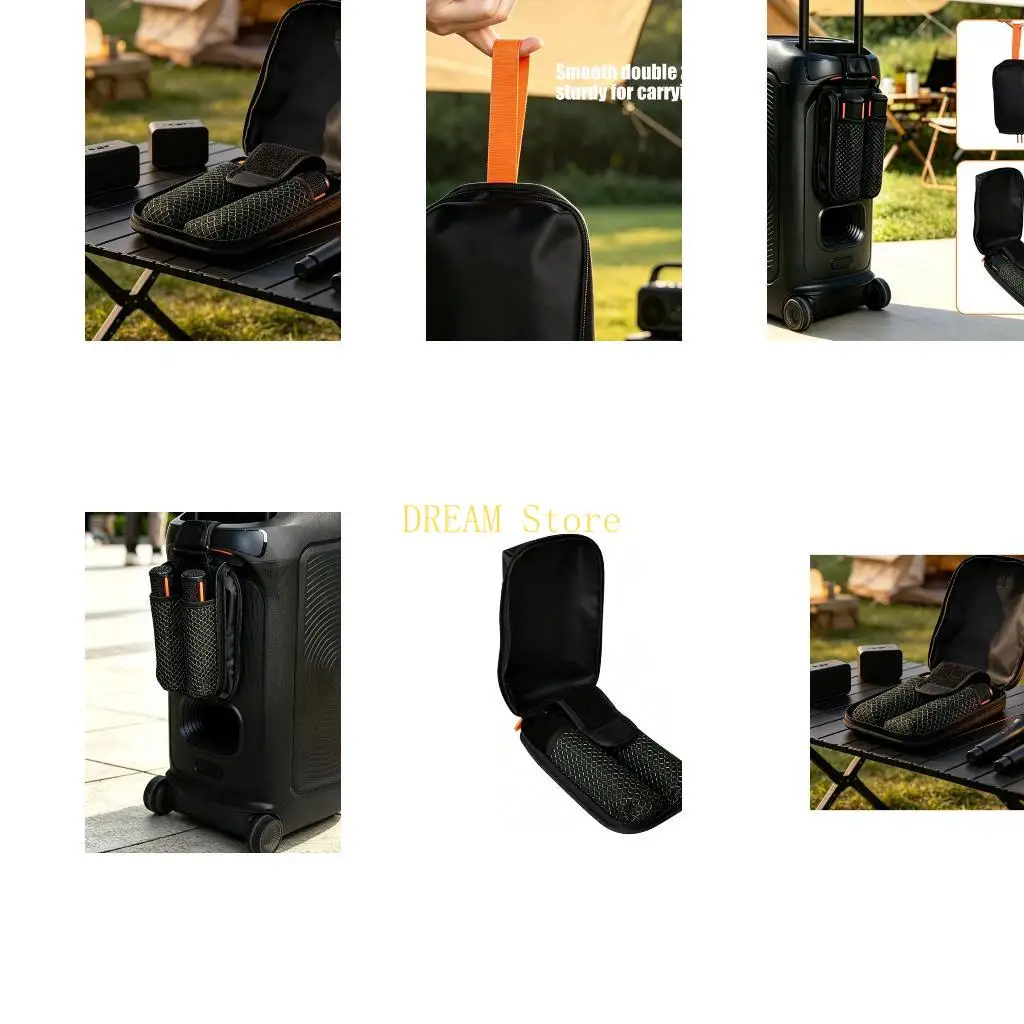 Zippered Wireless Mic Carrying Bag for 2 Mic Handheld Units, Separate Interior Positions, Internal Fastening Band, and
