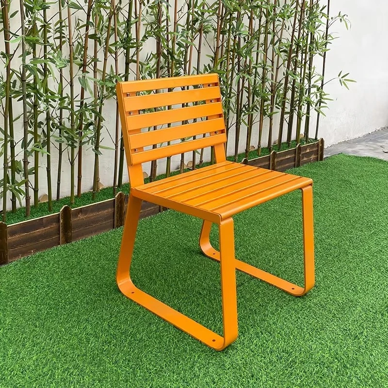 Leisure Orange Outdoor Bench Chair Garden Outdoor Furniture Street Park Chair With Backrest
