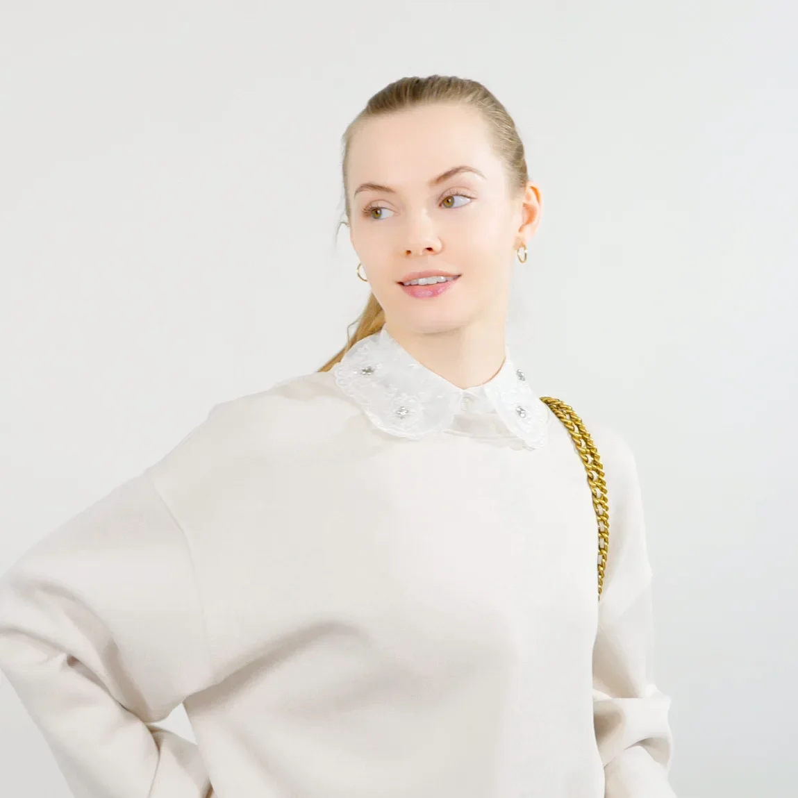 Vintage Round Neck Versatile Shirt Collar Fake Collar Decor for Women Sweater Accessory Detachable