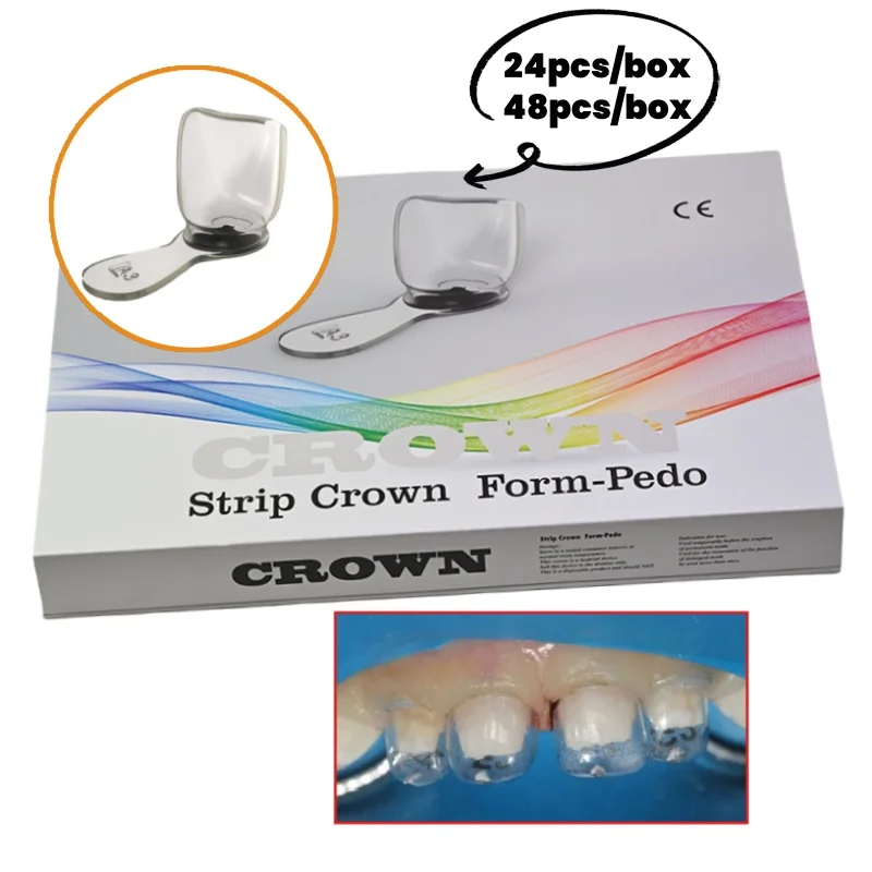 

24pcs/48pcs Dental Pediatric Deciduous Clear Strip Crown Kids Primary Anterior Crowns Pedo Form Composite Resin Teeth Crowns