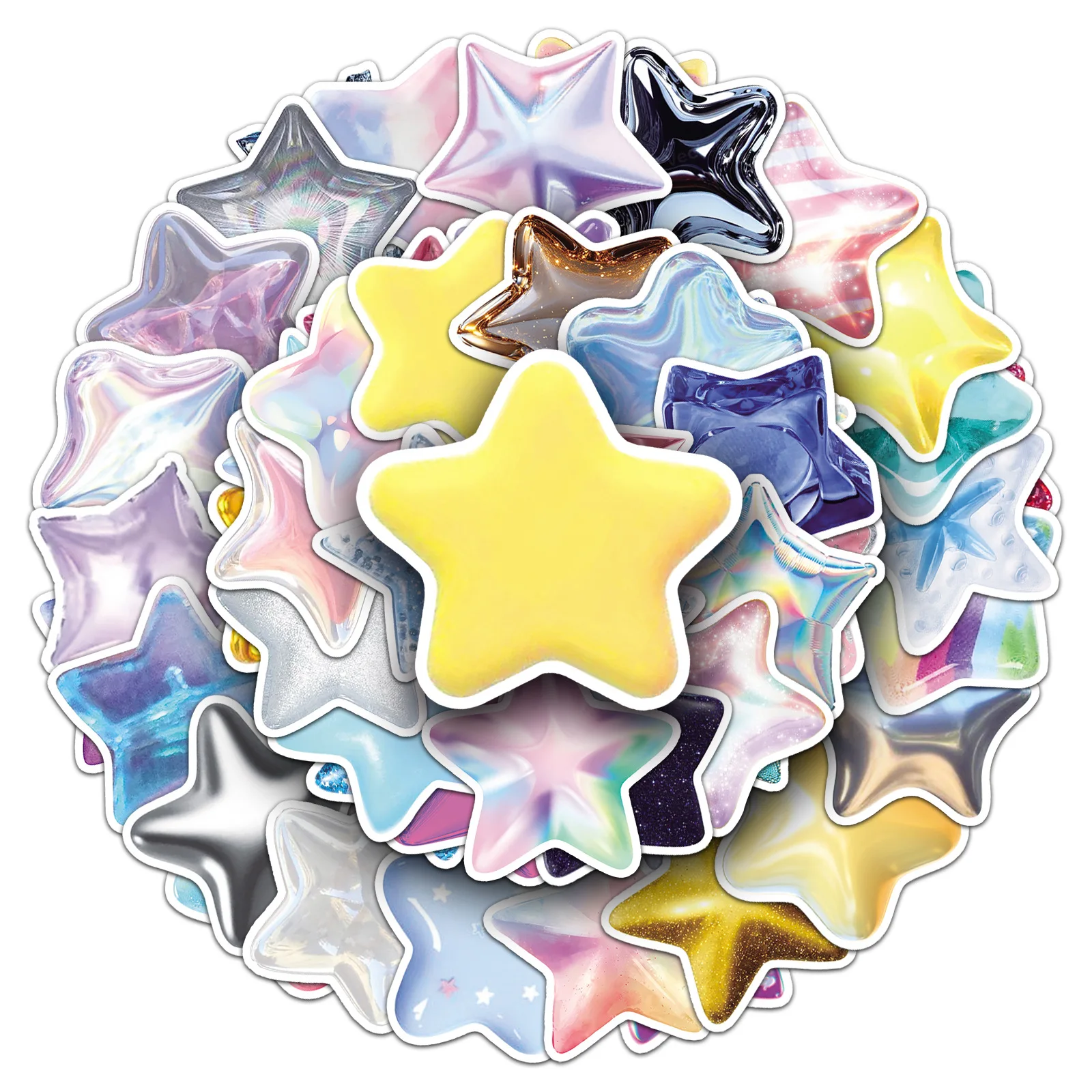 50PCS 3D Stelle stereoscopiche Graffiti Adesivi Stella a cinque punte Cartoon Decal Notebook Telefono Casco Skateboard Classici Giocattoli per bambini