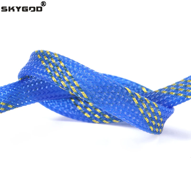 

1~50m PET Braid Sleeve Blue Gold 2/4/6/8/10/12/14/16/20mm High Density Sleeving Snake Skin Cable Wrap Sheath For Electric Cables