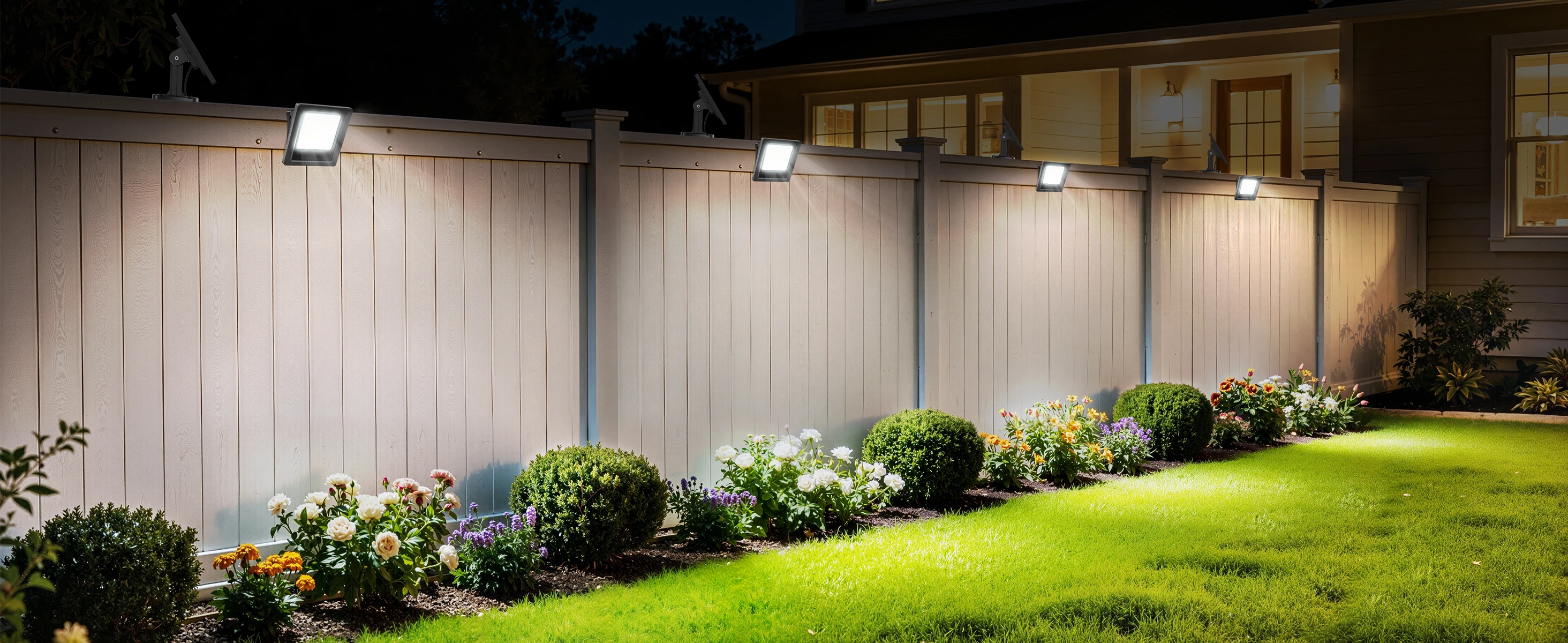 Intelamp 4400mAh 2 Pack Outdoor Solar Light Solar Lamp Waterproof Street Light Security Flood Lights For Garden Yard Patio Porch