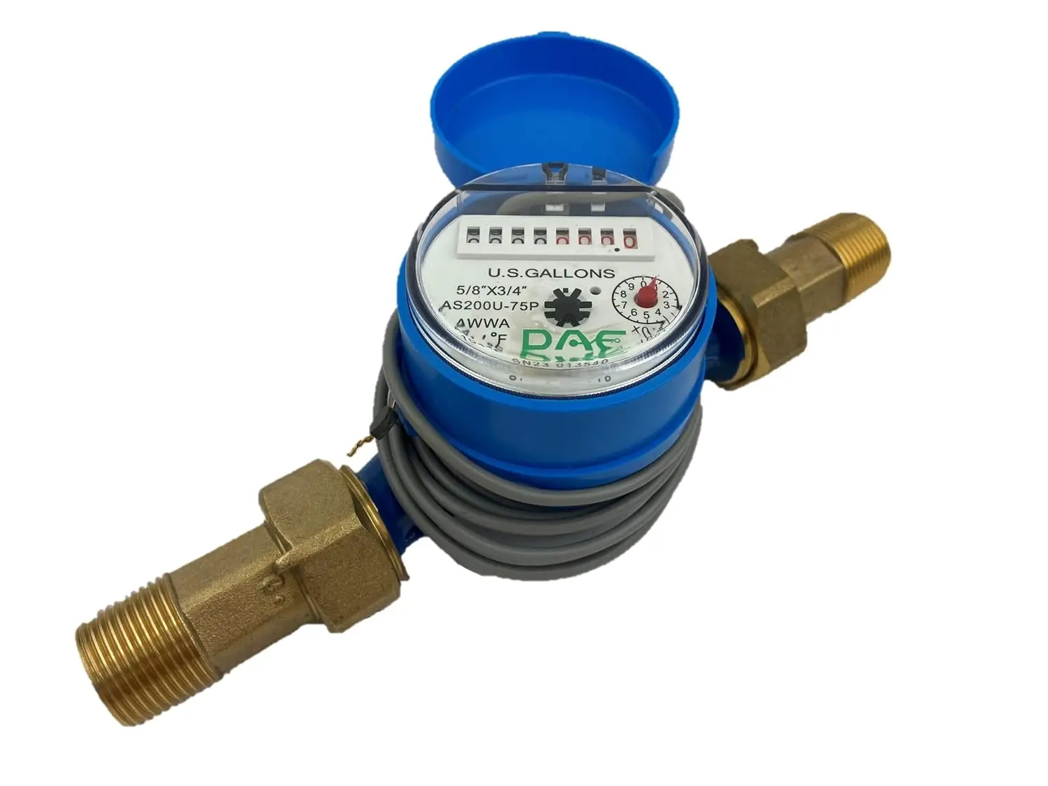 

3/4" NPT Water Meter with Pulse Output, Measures in Gallons for Residential Use