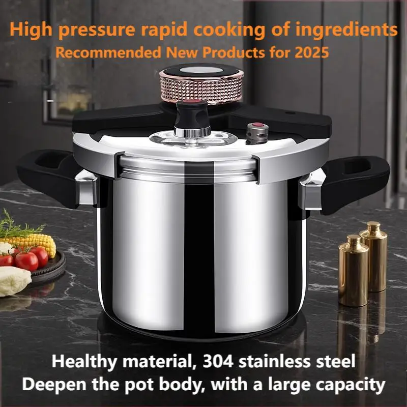 

304 Stainless Steel Pressure Cooker - 100KPA Super Fast Cooking, Explosion-Proof Design for Gas & Induction, KC Certified